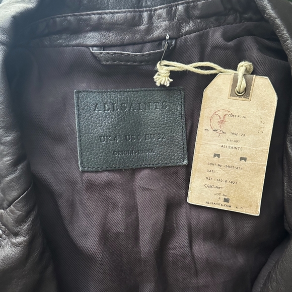 NWT All Saints Bleeker Biker Jacker - Leather - 0 - Brown - Picture 7 of 8
